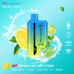 Hayati Pro Ultra 15.000 baforadas descartáveis - JR6H218 Hayati Vape Near Me gelo cristalino/cítrico gelado